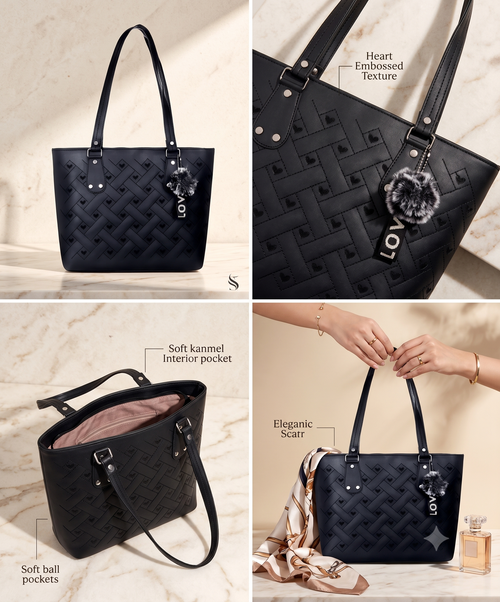 Velvet-Touch Chic Black Everyday Tote