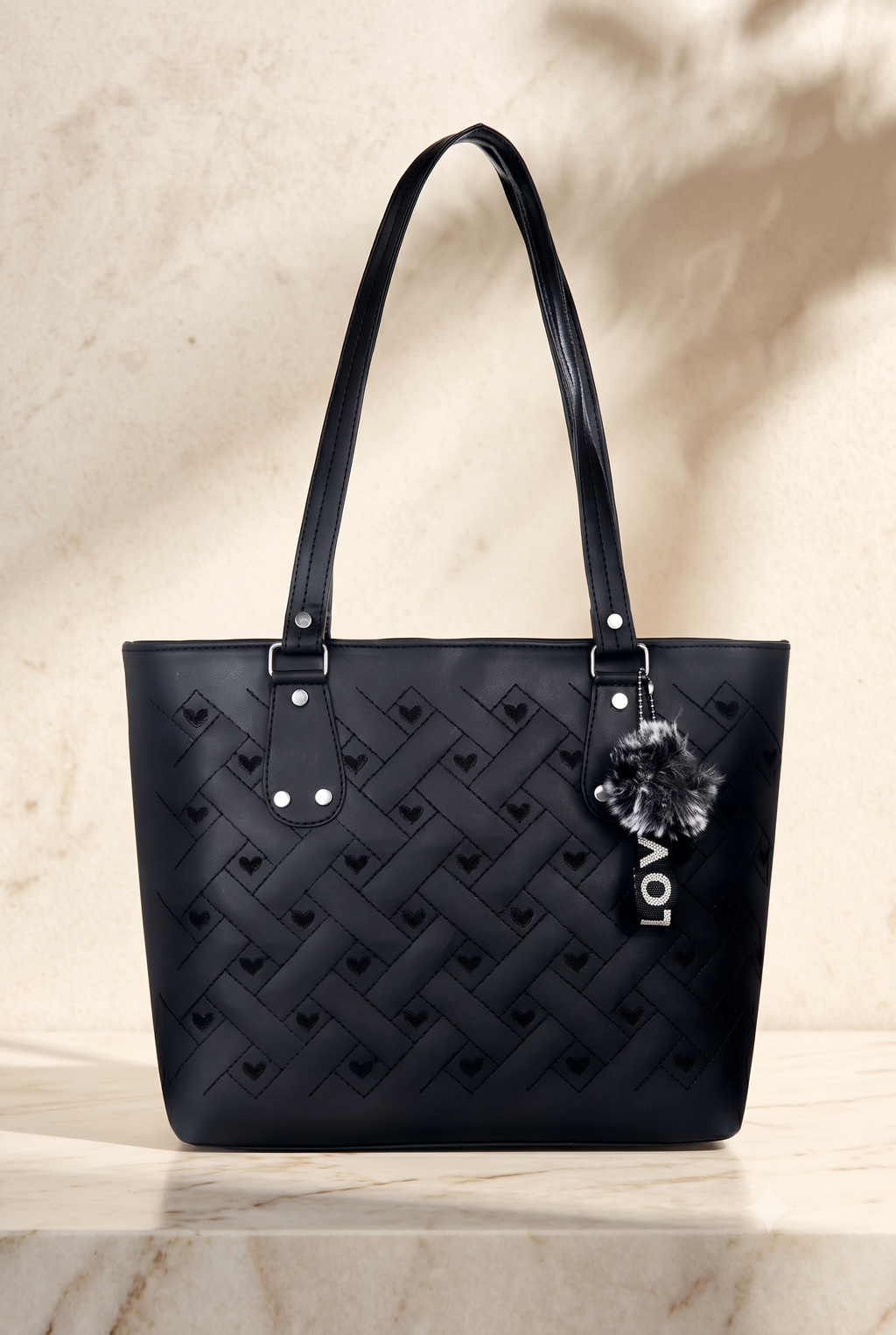Velvet-Touch Chic Black Everyday Tote